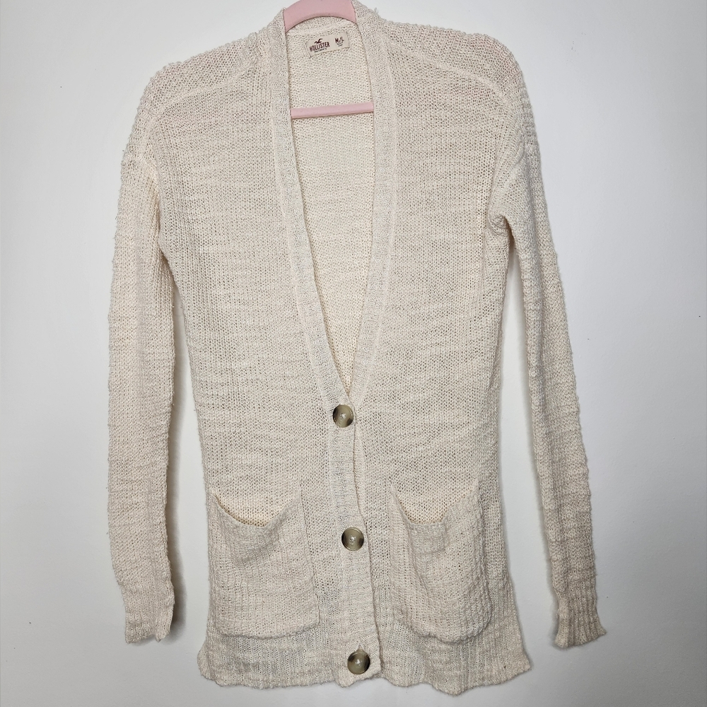 Hollister Cream Open Knit Cardigan Size M / L‎